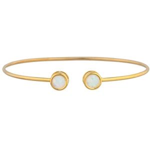 14Kt Yellow Gold Opal Round Bezel Bangle